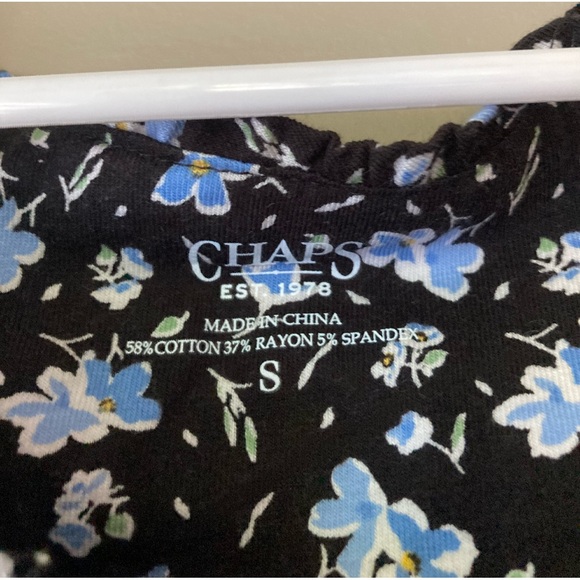 Chaps Black & Blue Floral Pj Set S - Picture 7 of 9